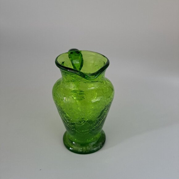 Vintage Pilgrim Crackle Glass Green Pitcher Vase - Picture 5 of 8